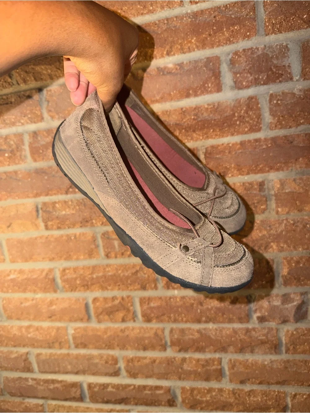 croft & barrow Taupe Ballet Flats with Rose-Inset Lining
